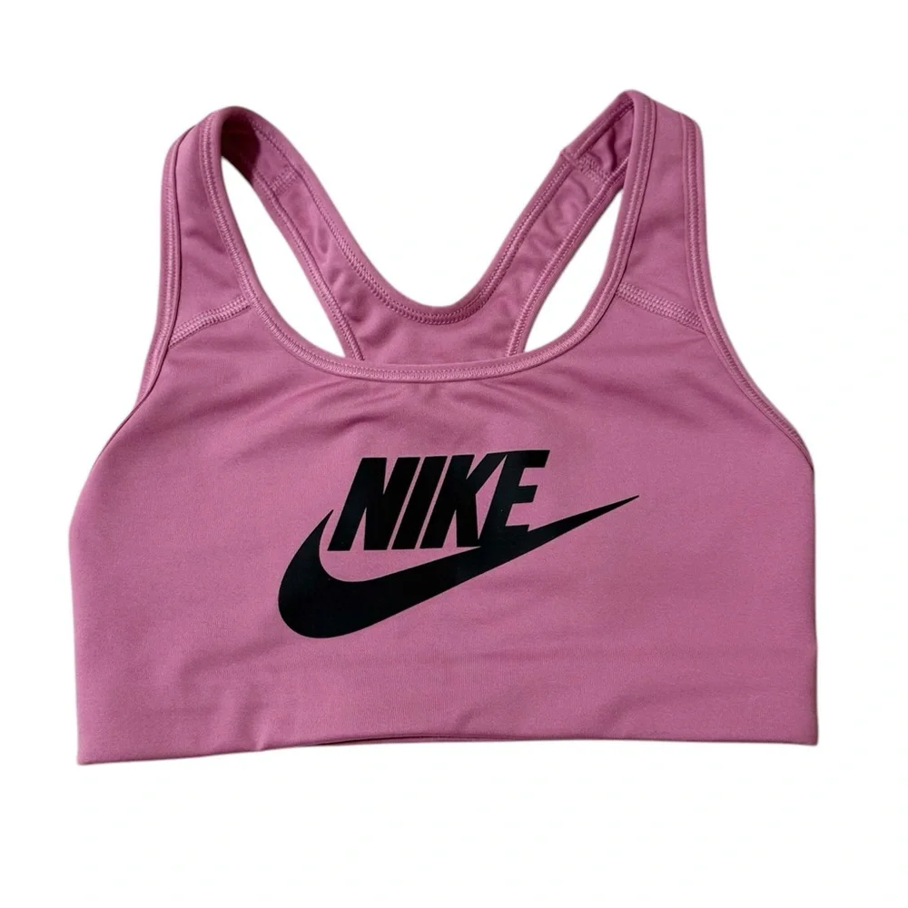 Nike Women’s SWOOSH Pink & Black Athletic Sports Bra Racerback Size XS - Picture 1 of 5